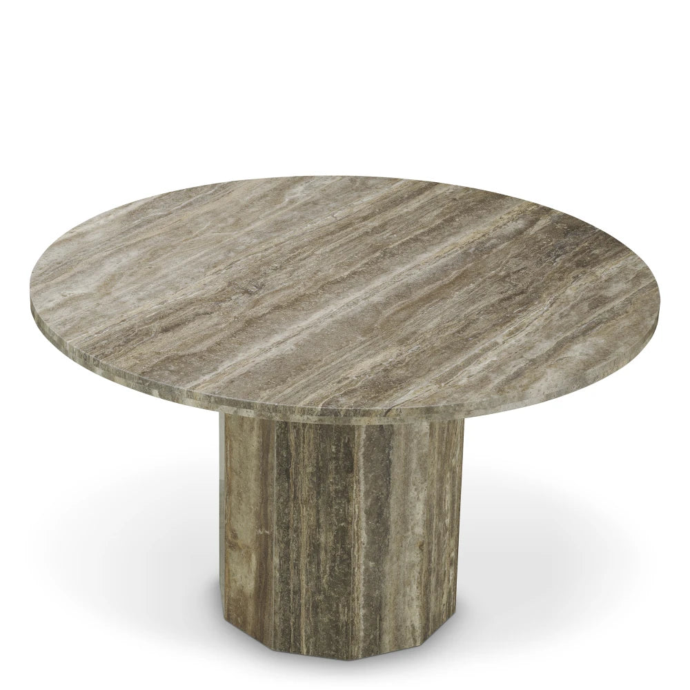Masa din Travertin Gri argintiu D130xH75.5cm Florence Eichholtz