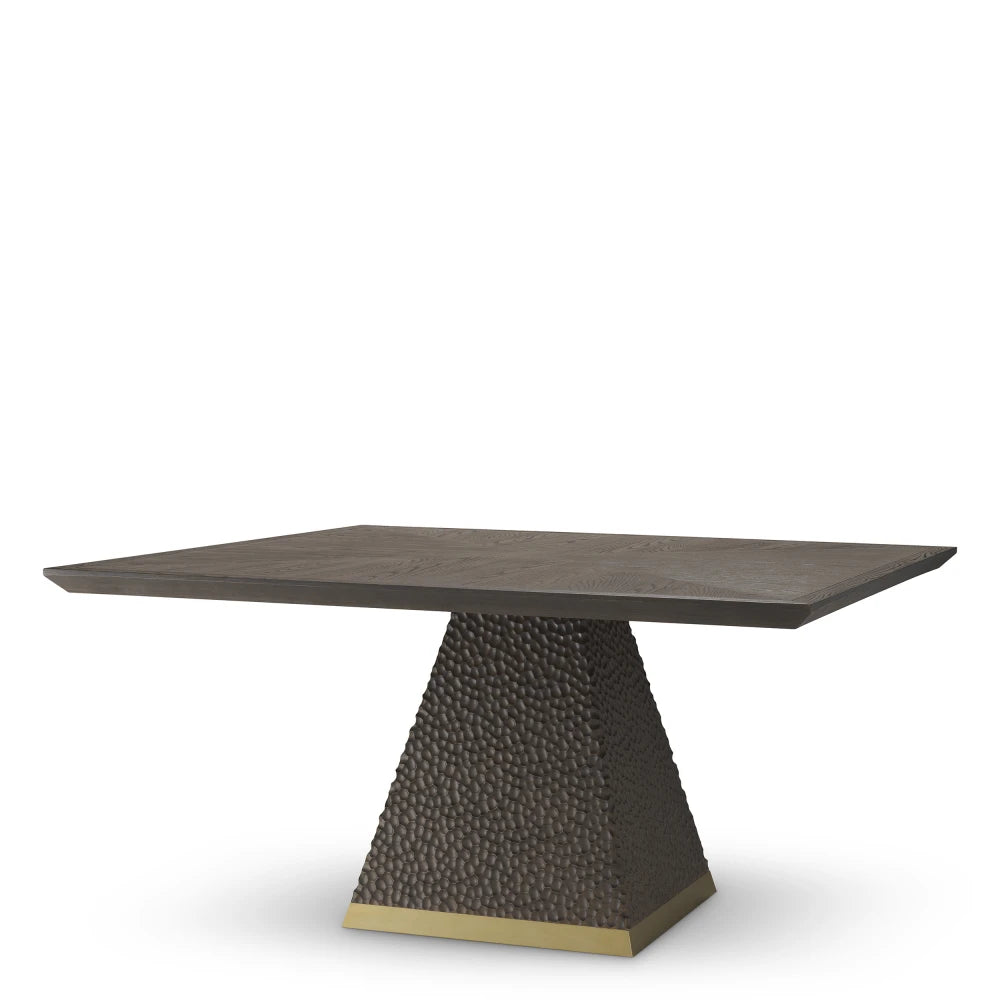 Masa din Furnir de stejar Maro si Metal/Furnir de stejar Alama/Maro L150xH76cm Rexton Eichholtz