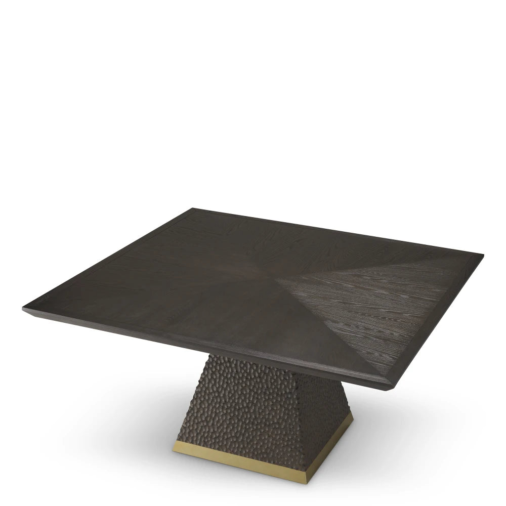 Masa din Furnir de stejar Maro si Metal/Furnir de stejar Alama/Maro L150xH76cm Rexton Eichholtz