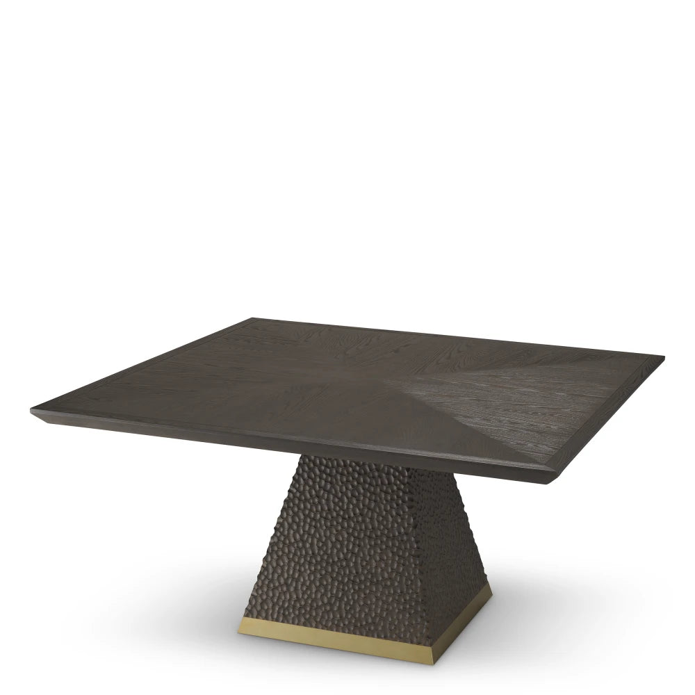 Masa din Furnir de stejar Maro si Metal/Furnir de stejar Alama/Maro L150xH76cm Rexton Eichholtz