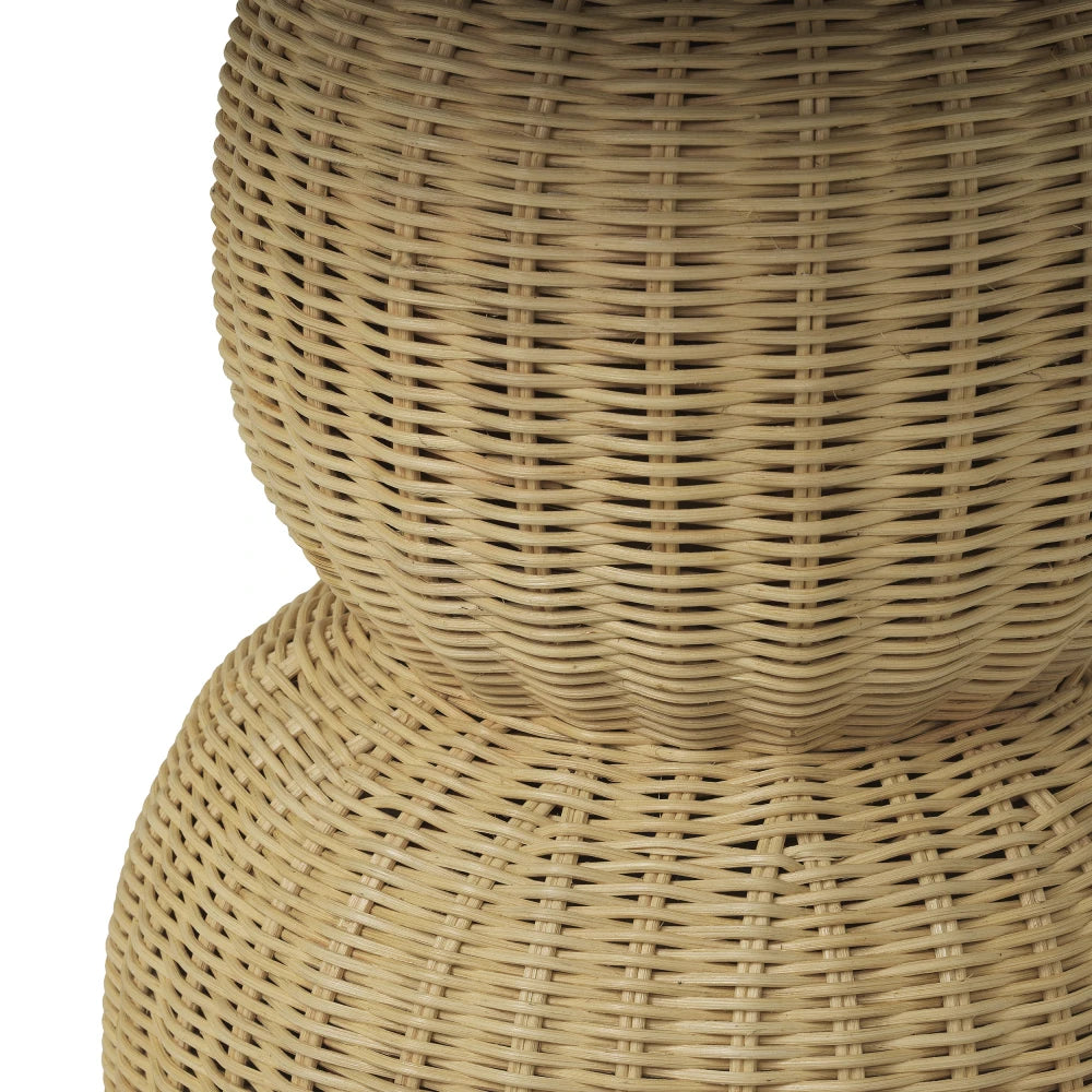 Masa din Sticla Transparent si Rattan Maro D80xH74cm Tiago Eichholtz