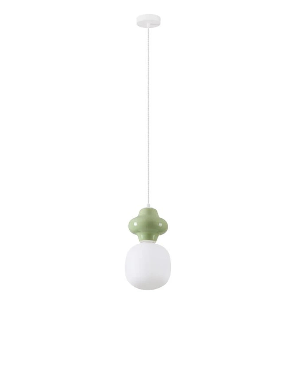 Pendul din Metal Alb Ceramica verde si Sticla alb H198xD18cm IP20 E14 5W Clio