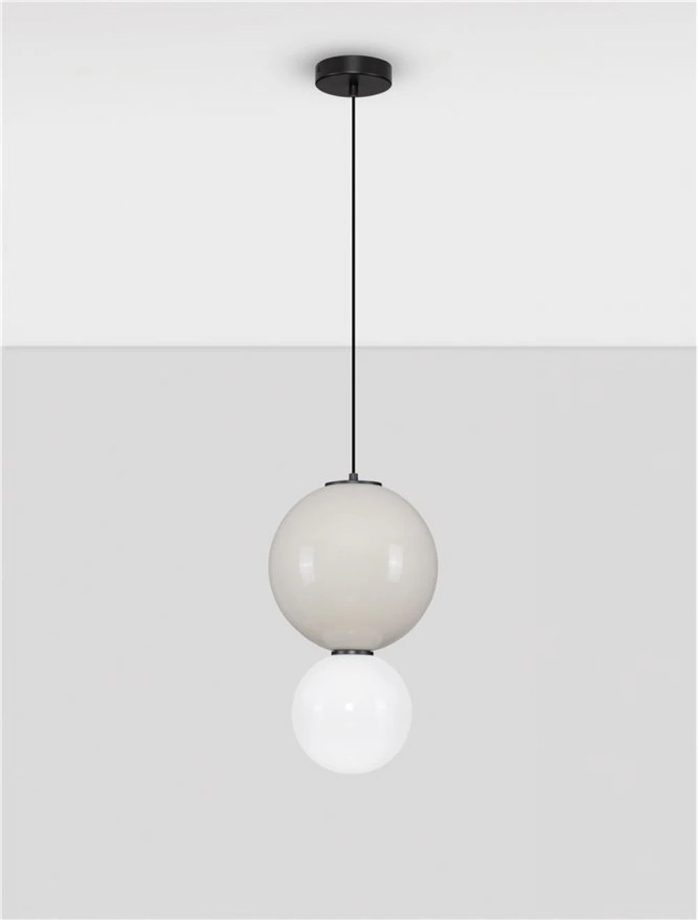 Pendul din Metal Negru Portelan Gri si Sticla alb H249xD25cm IP20 7W 420lm 3000k Noesis