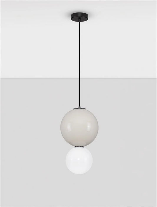 Pendul din Metal Negru Portelan Gri si Sticla alb H249xD25cm IP20 7W 420lm 3000k Noesis