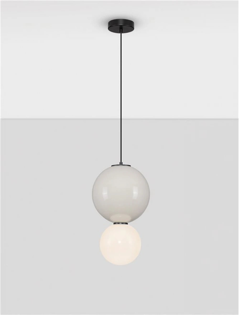 Pendul din Metal Negru Portelan Gri si Sticla alb H249xD25cm IP20 7W 420lm 3000k Noesis