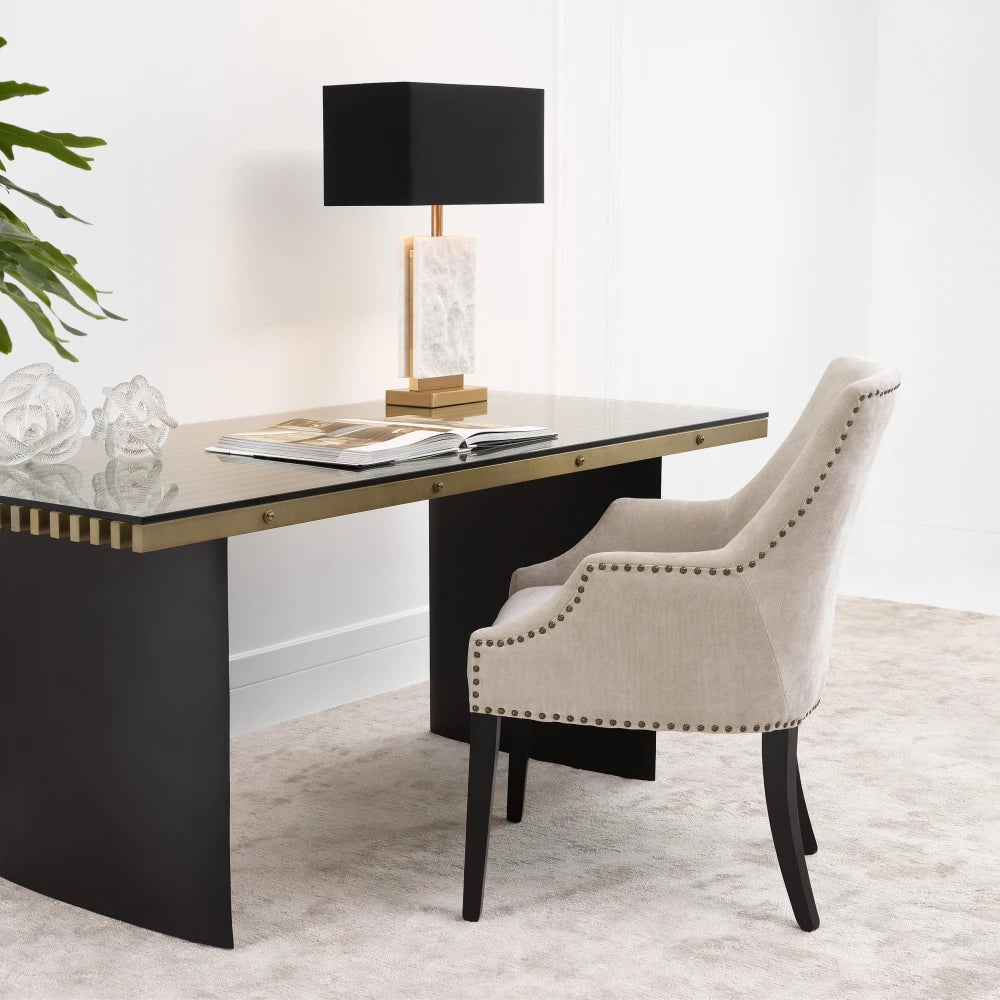 Scaun tapitat cu Stofa Bej L60xA71xH92cm Legacy Eichholtz