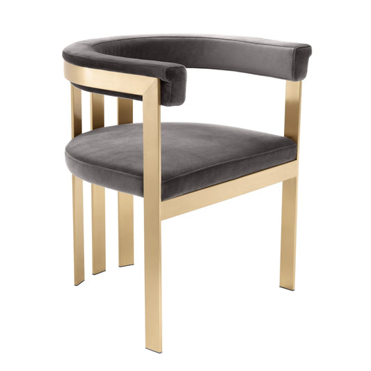 Scaun tapitat cu Catifea Gri L61xA56xH73cm Clubhouse Eichholtz