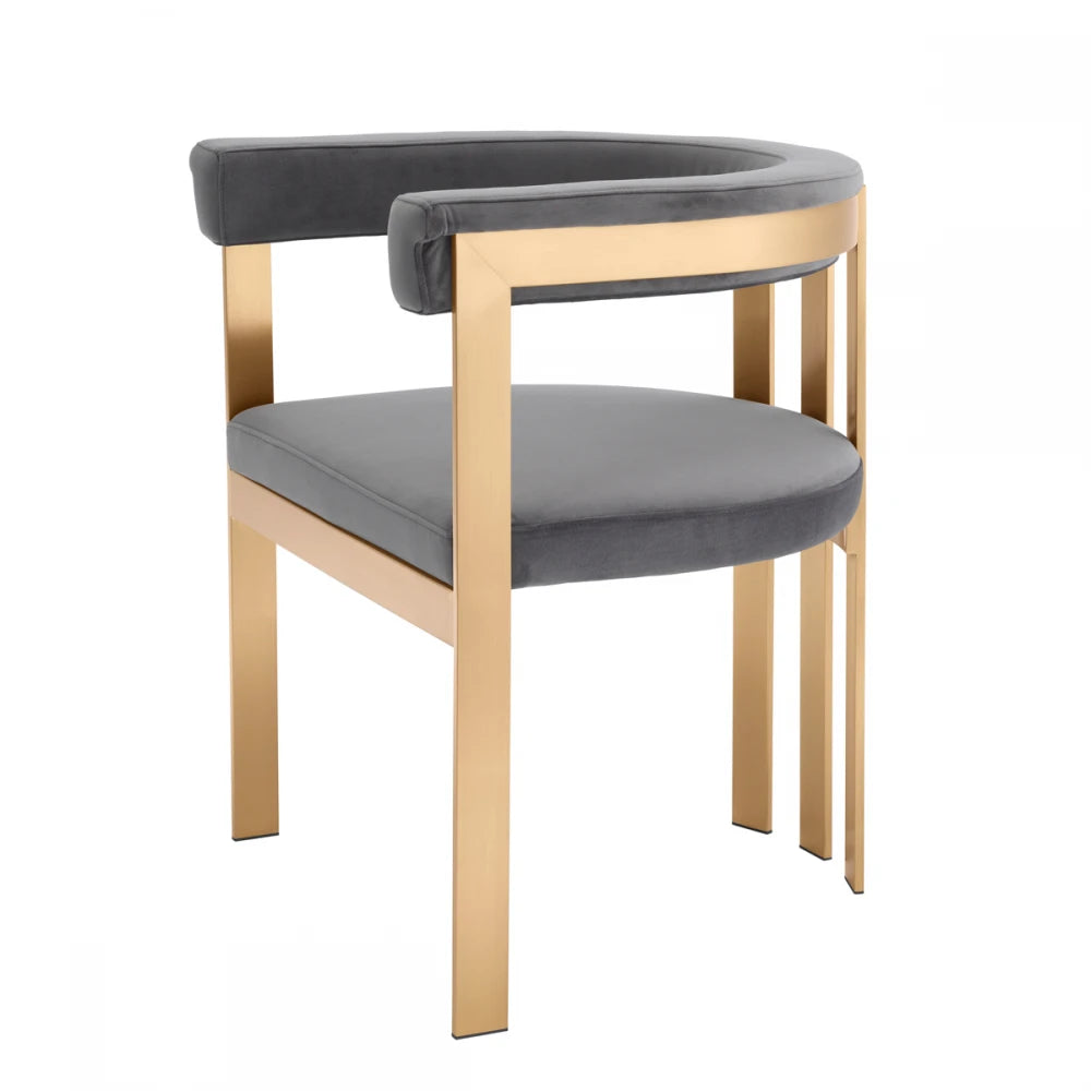 Scaun tapitat cu Catifea Gri L61xA56xH73cm Clubhouse Eichholtz