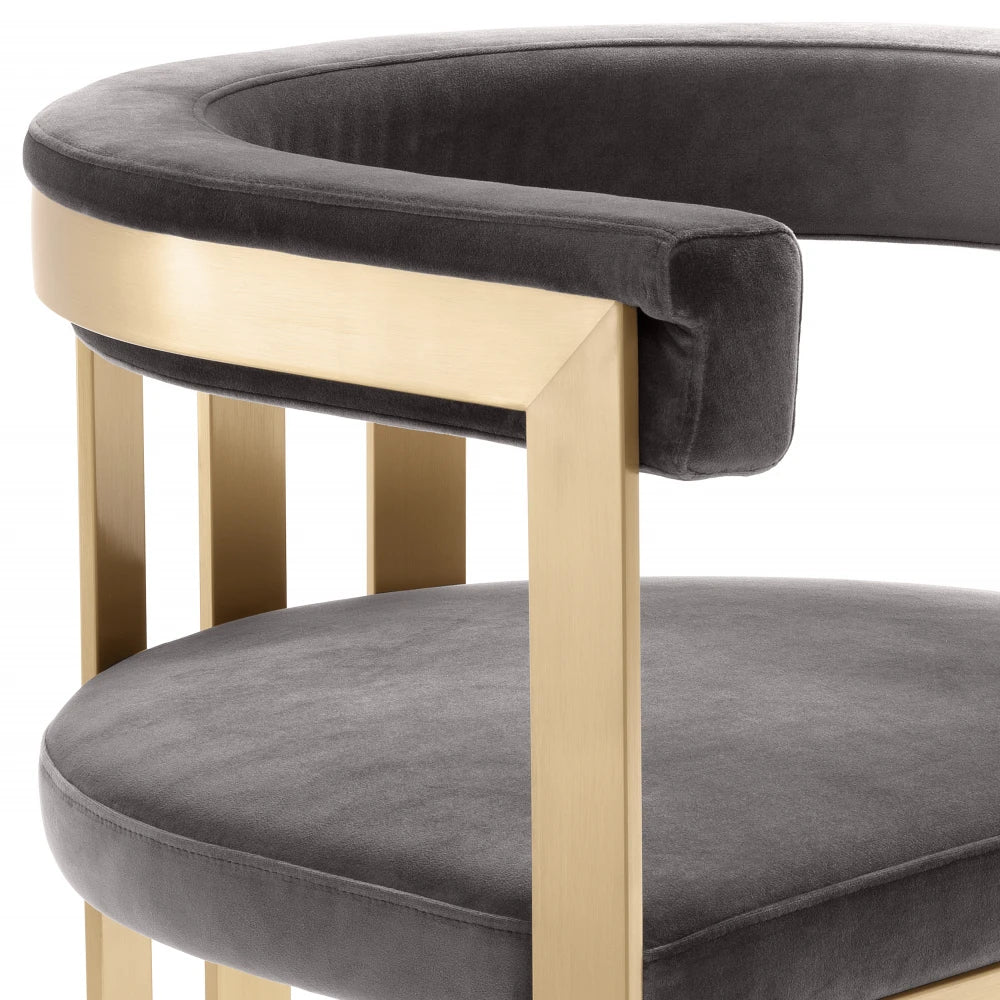 Scaun tapitat cu Catifea Gri L61xA56xH73cm Clubhouse Eichholtz