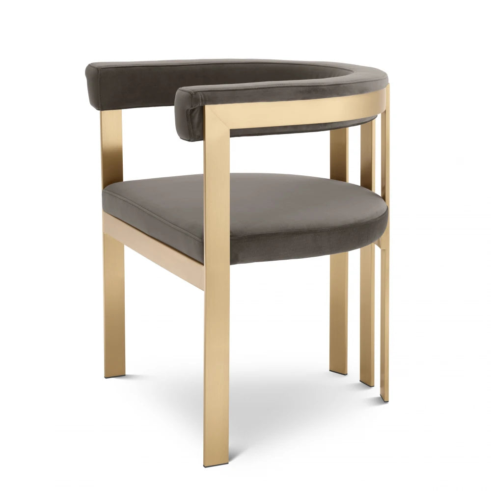 Scaun tapitat cu Catifea Gri L61xA56xH73cm Clubhouse Eichholtz