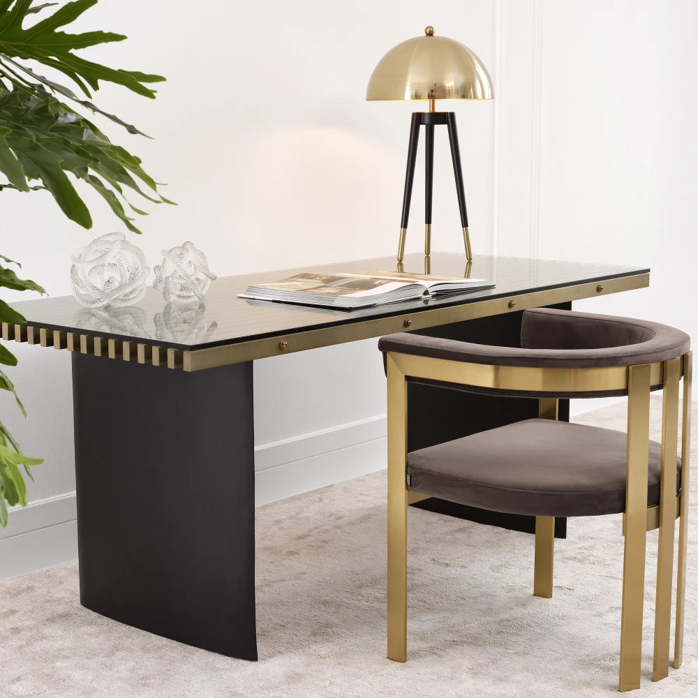 Scaun tapitat cu Catifea Gri L61xA56xH73cm Clubhouse Eichholtz
