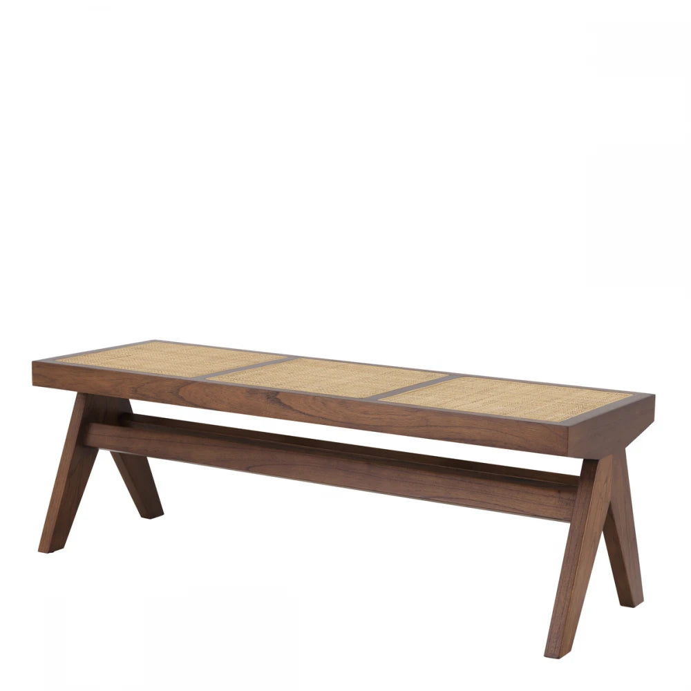 Bancheta din Ratan Bej si Lemn Maro L136xH47cm Arnaud Eichholtz