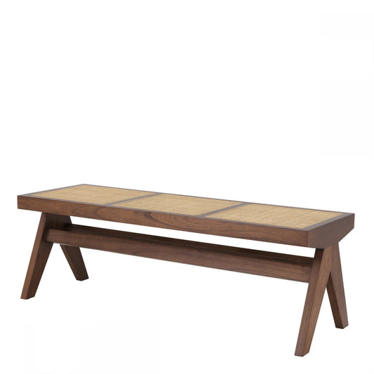 Bancheta din Ratan Bej si Lemn Maro L136xH47cm Arnaud Eichholtz