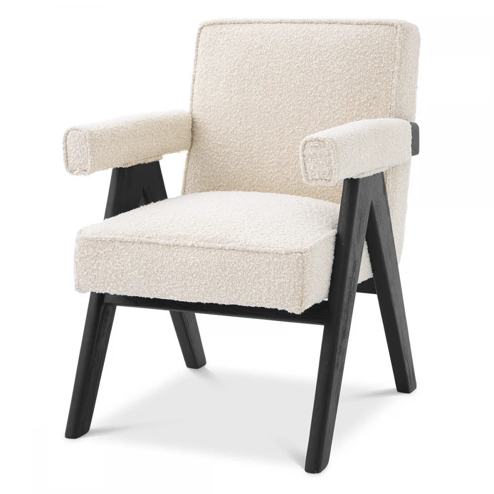 Scaun tapitat cu Stofa boucle Crem L63xA70xH87.5cm Greta Eichholtz