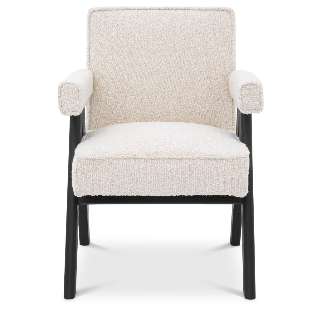 Scaun tapitat cu Stofa boucle Crem L63xA70xH87.5cm Greta Eichholtz