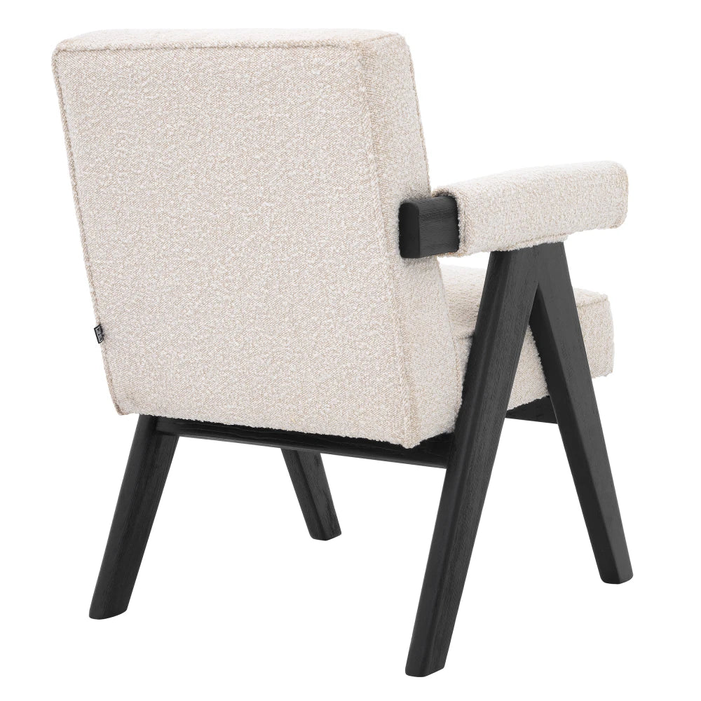 Scaun tapitat cu Stofa boucle Crem L63xA70xH87.5cm Greta Eichholtz