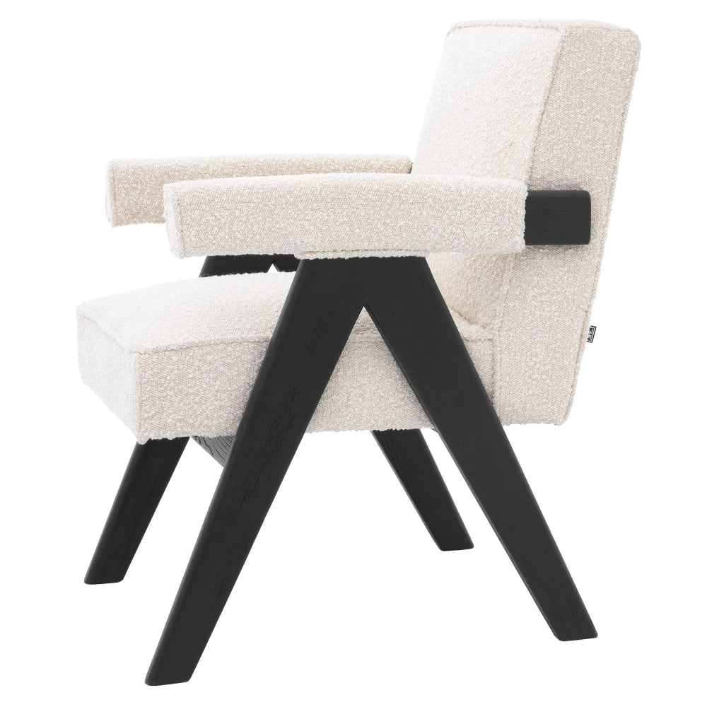 Scaun tapitat cu Stofa boucle Crem L63xA70xH87.5cm Greta Eichholtz
