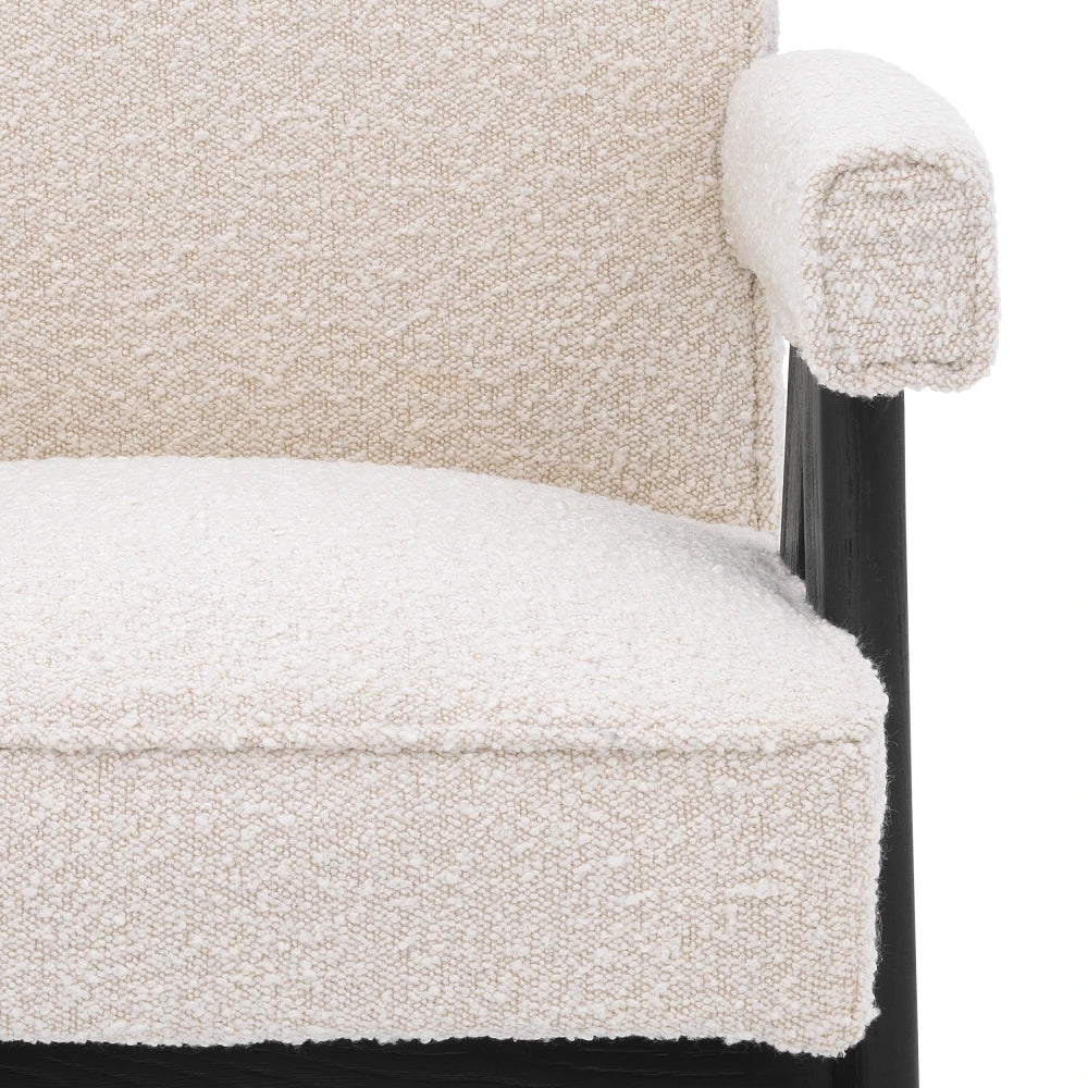 Scaun tapitat cu Stofa boucle Crem L63xA70xH87.5cm Greta Eichholtz