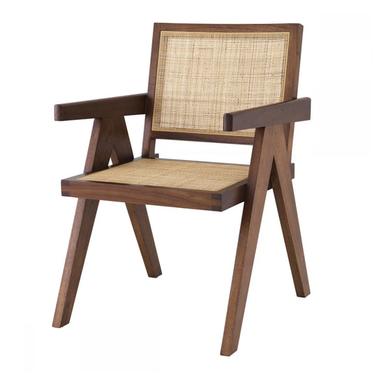 Scaun din Ratan Bej si Lemn Maro L57xA65.5xH90cm Aristide Eichholtz