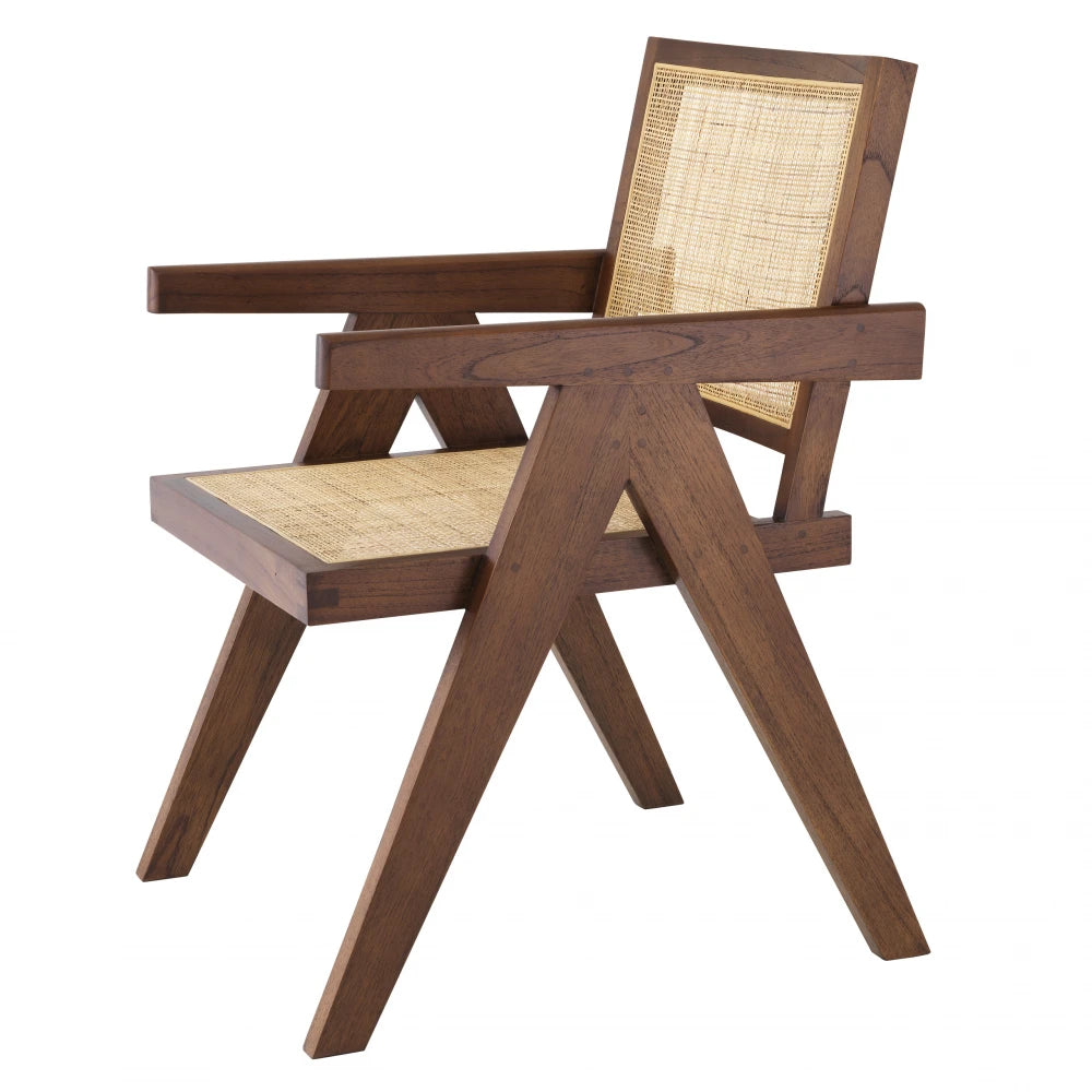 Scaun din Ratan Bej si Lemn Maro L57xA65.5xH90cm Aristide Eichholtz