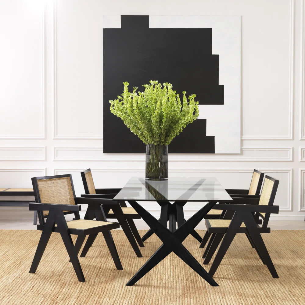 Scaun din Ratan Bej si Lemn Negru L57xA65.5xH90cm Aristide Eichholtz