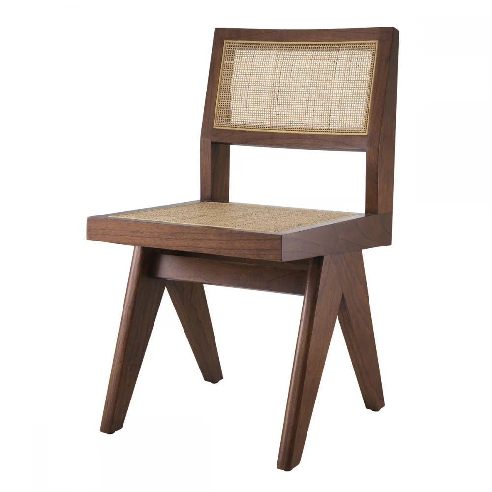 Scaun din Ratan Bej si Lemn Maro L44xA54xH85.5cm Niclas Eichholtz