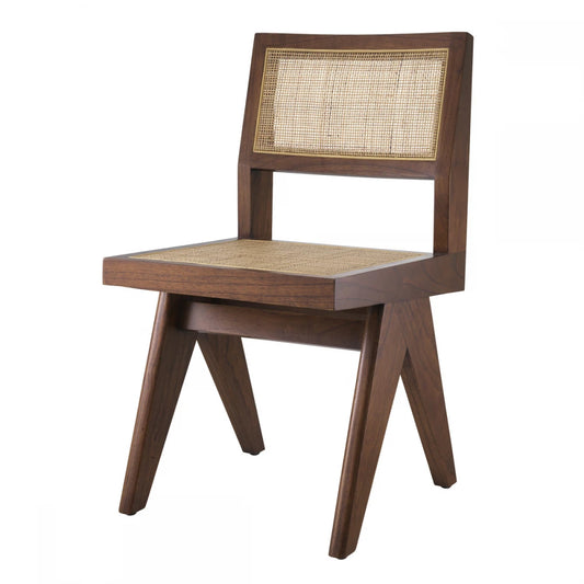 Scaun din Ratan Bej si Lemn Maro L44xA54xH85.5cm Niclas Eichholtz