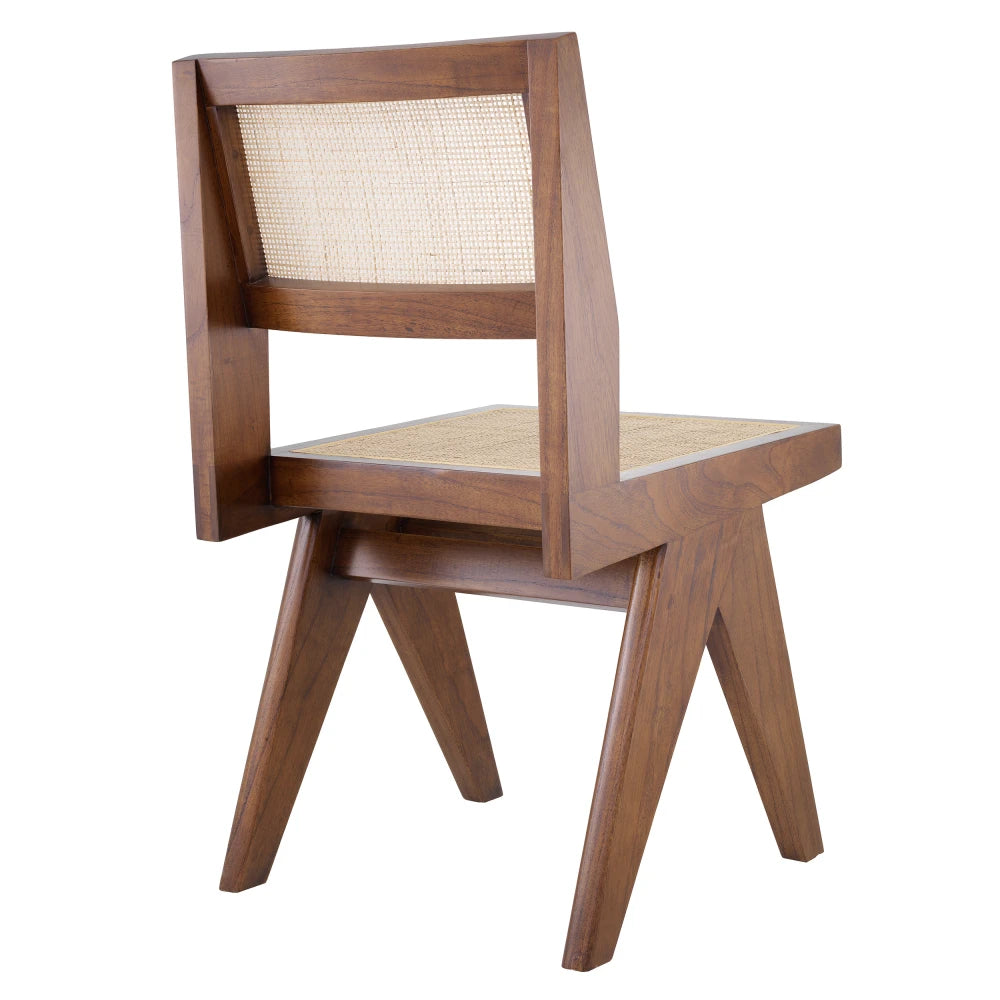 Scaun din Ratan Bej si Lemn Maro L44xA54xH85.5cm Niclas Eichholtz