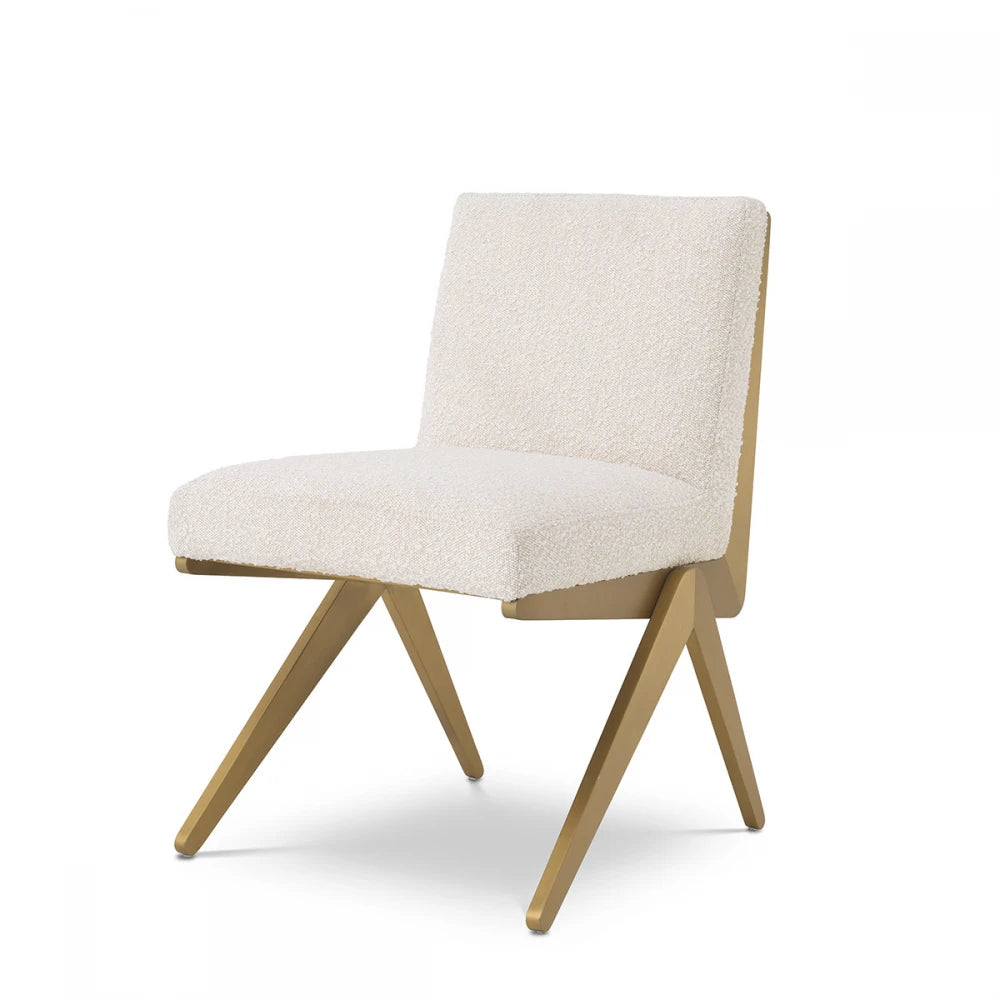 Scaun tapitat cu Stofa boucle Crem L54.5xA62xH80cm Fico Eichholtz
