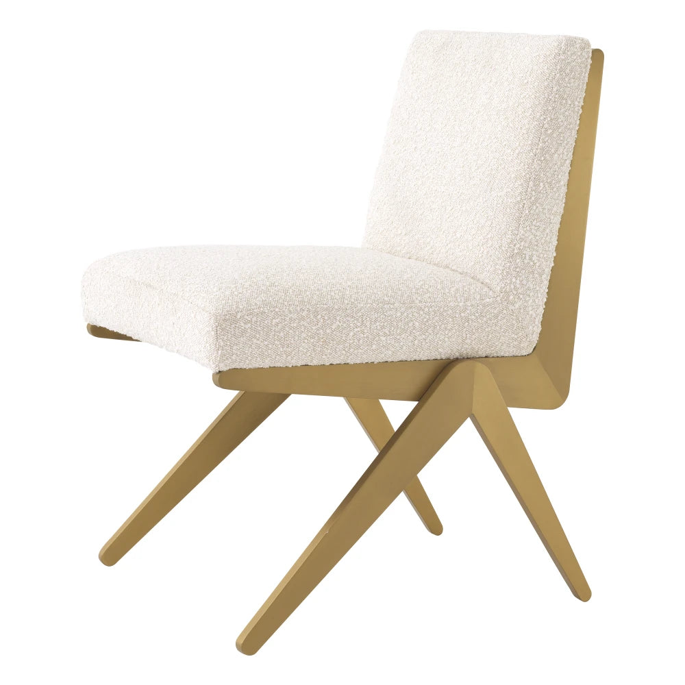 Scaun tapitat cu Stofa boucle Crem L54.5xA62xH80cm Fico Eichholtz