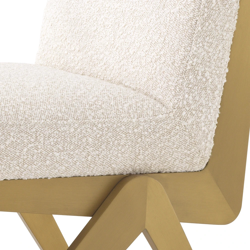 Scaun tapitat cu Stofa boucle Crem L54.5xA62xH80cm Fico Eichholtz