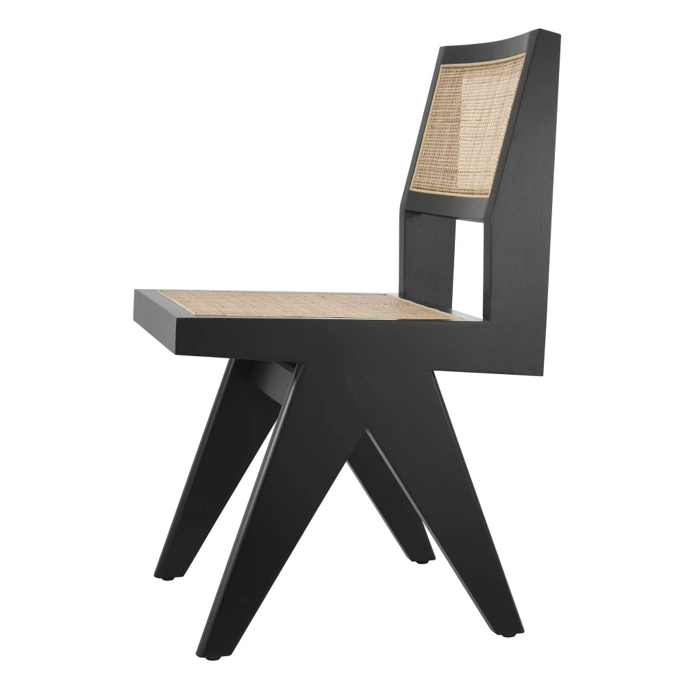 Scaun din Ratan Bej si Lemn Negru L44xA54xH85.5cm Niclas Eichholtz