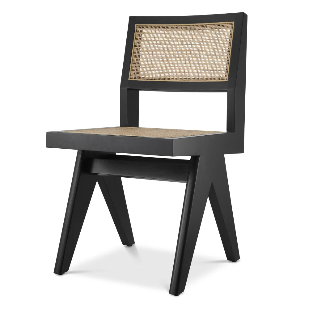 Scaun din Ratan Bej si Lemn Negru L44xA54xH85.5cm Niclas Eichholtz