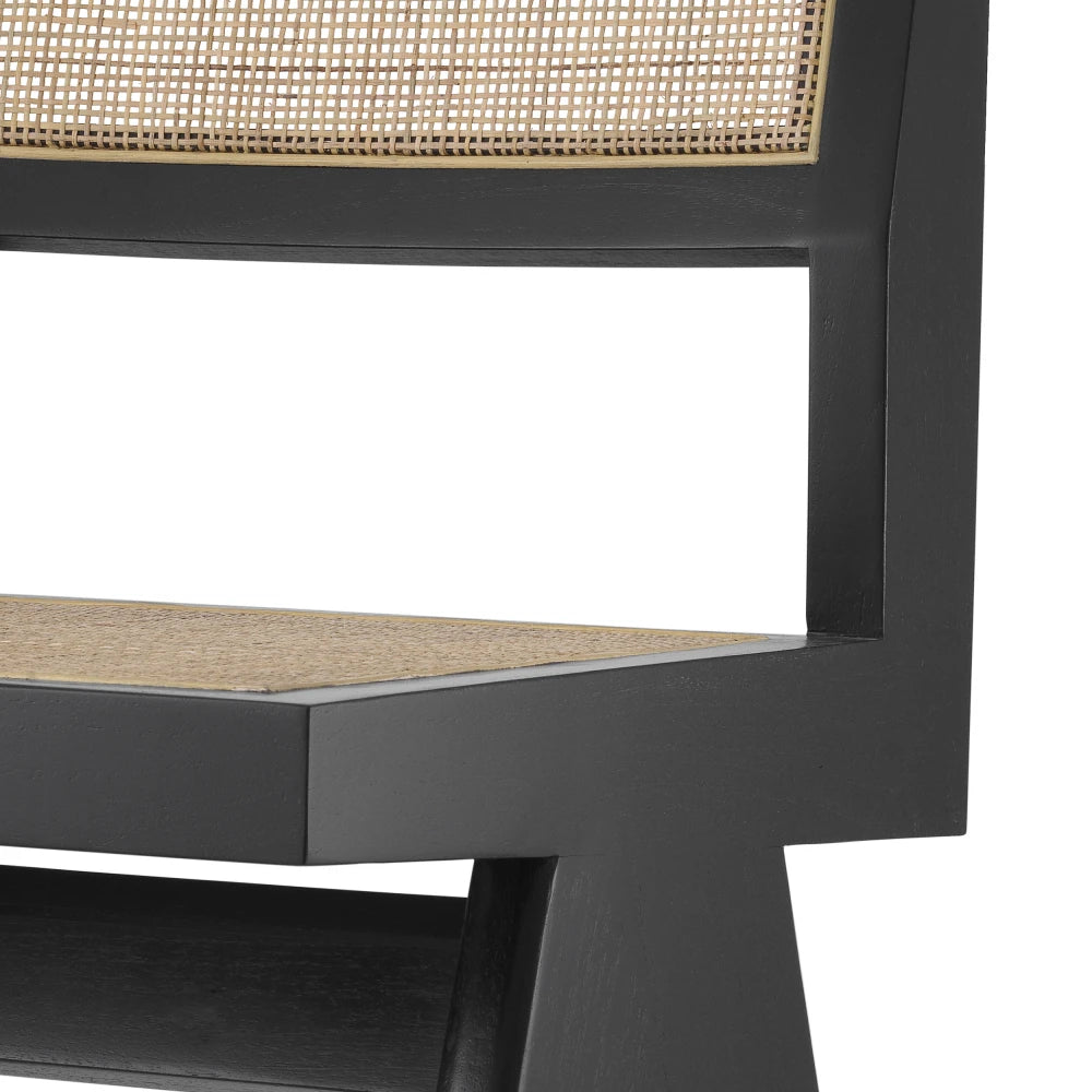 Scaun din Ratan Bej si Lemn Negru L44xA54xH85.5cm Niclas Eichholtz