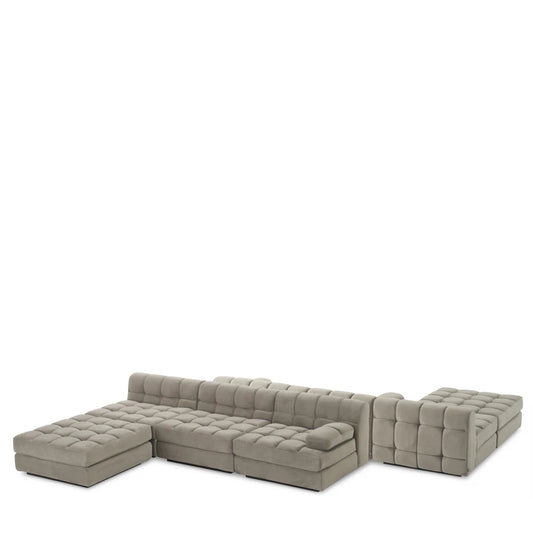 Modul de centru  tapitat cu Catifea Grej L92xA95xH68cm Dean Eichholtz
