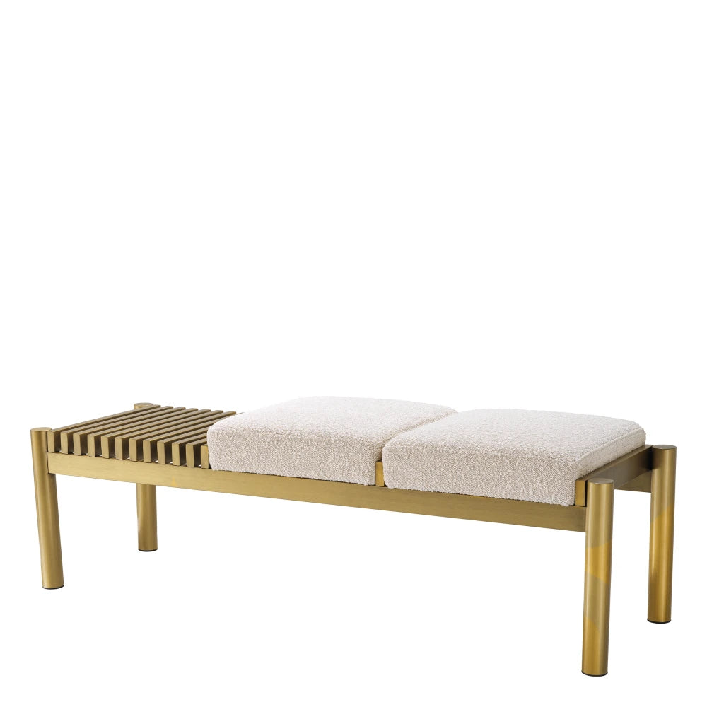 Bancheta tapitat cu Stofa boucle Crem L140xA44xH45cm Bibi Eichholtz