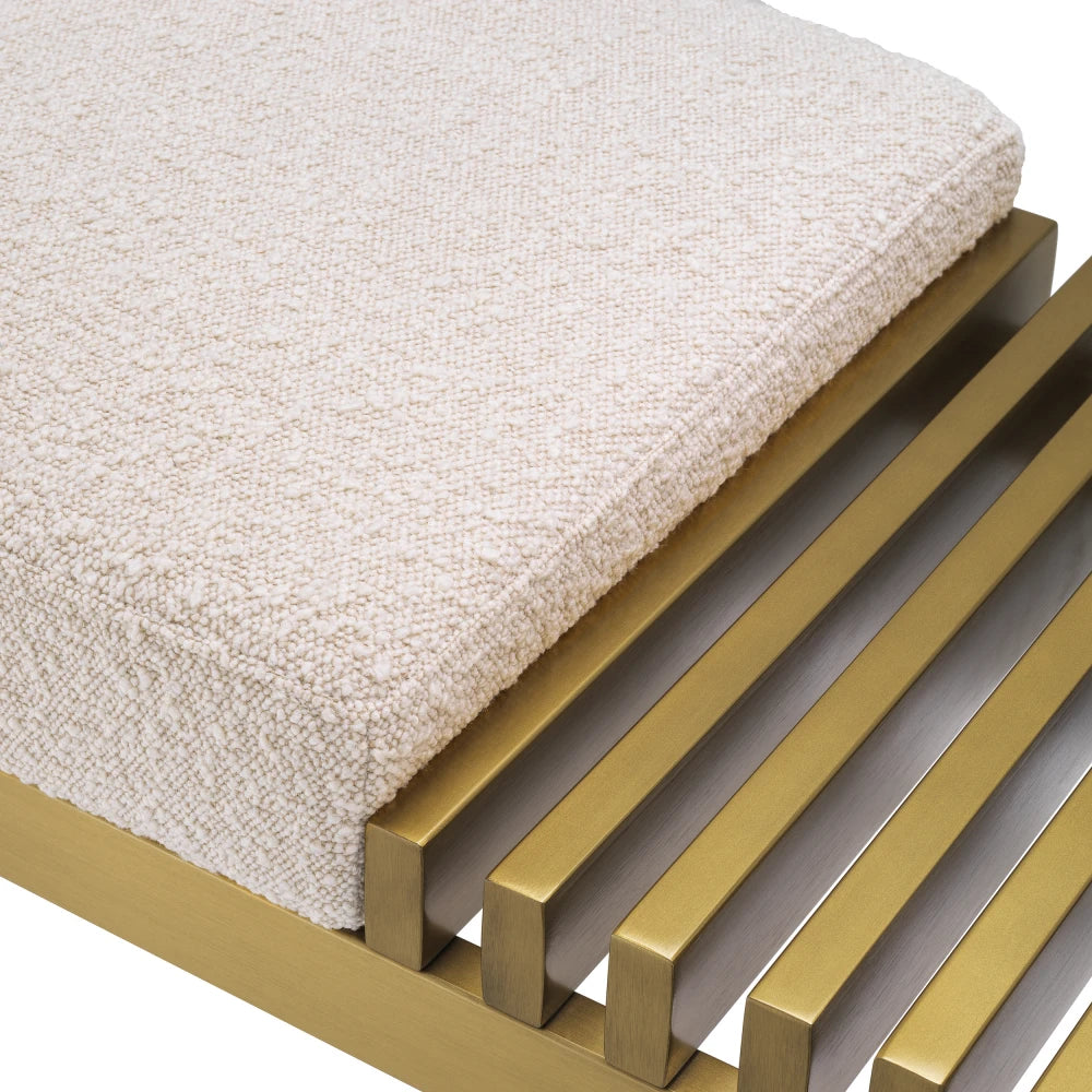 Bancheta tapitat cu Stofa boucle Crem L140xA44xH45cm Bibi Eichholtz