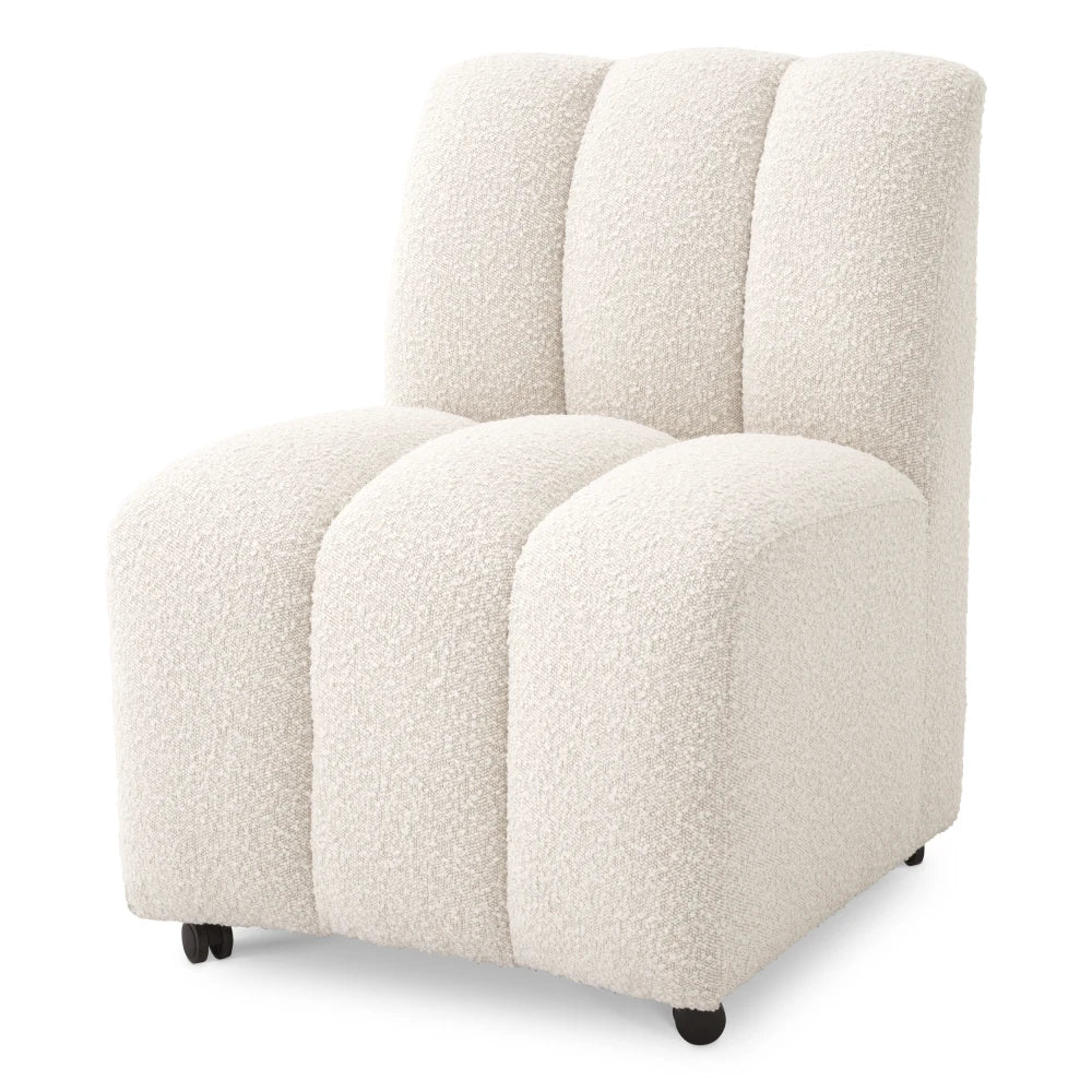 Scaun tapitat cu Stofa boucle Crem L62xA70xH84cm Kelly Eichholtz