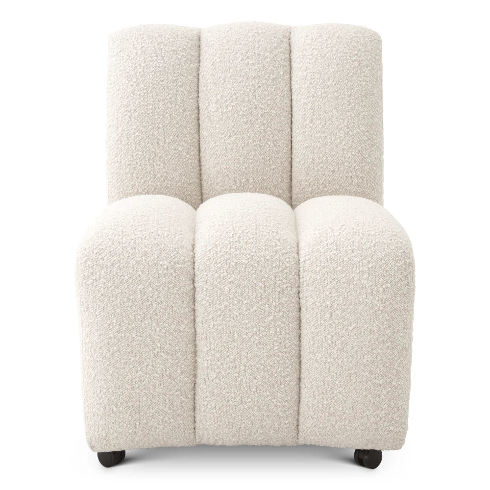 Scaun tapitat cu Stofa boucle Crem L62xA70xH84cm Kelly Eichholtz