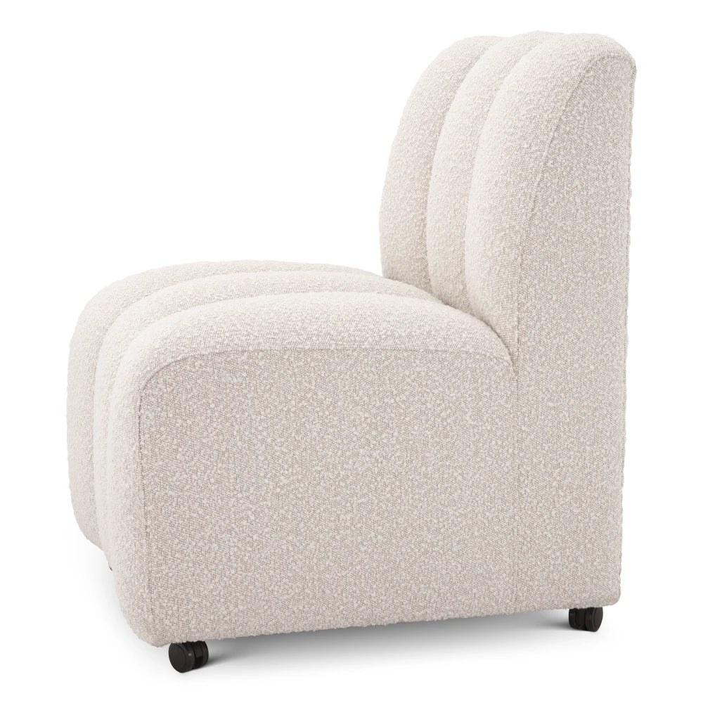 Scaun tapitat cu Stofa boucle Crem L62xA70xH84cm Kelly Eichholtz