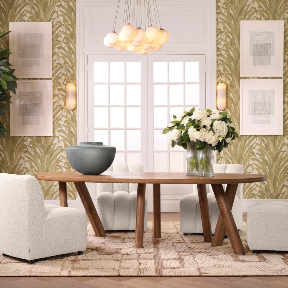Scaun tapitat cu Stofa boucle Crem L62xA70xH84cm Kelly Eichholtz