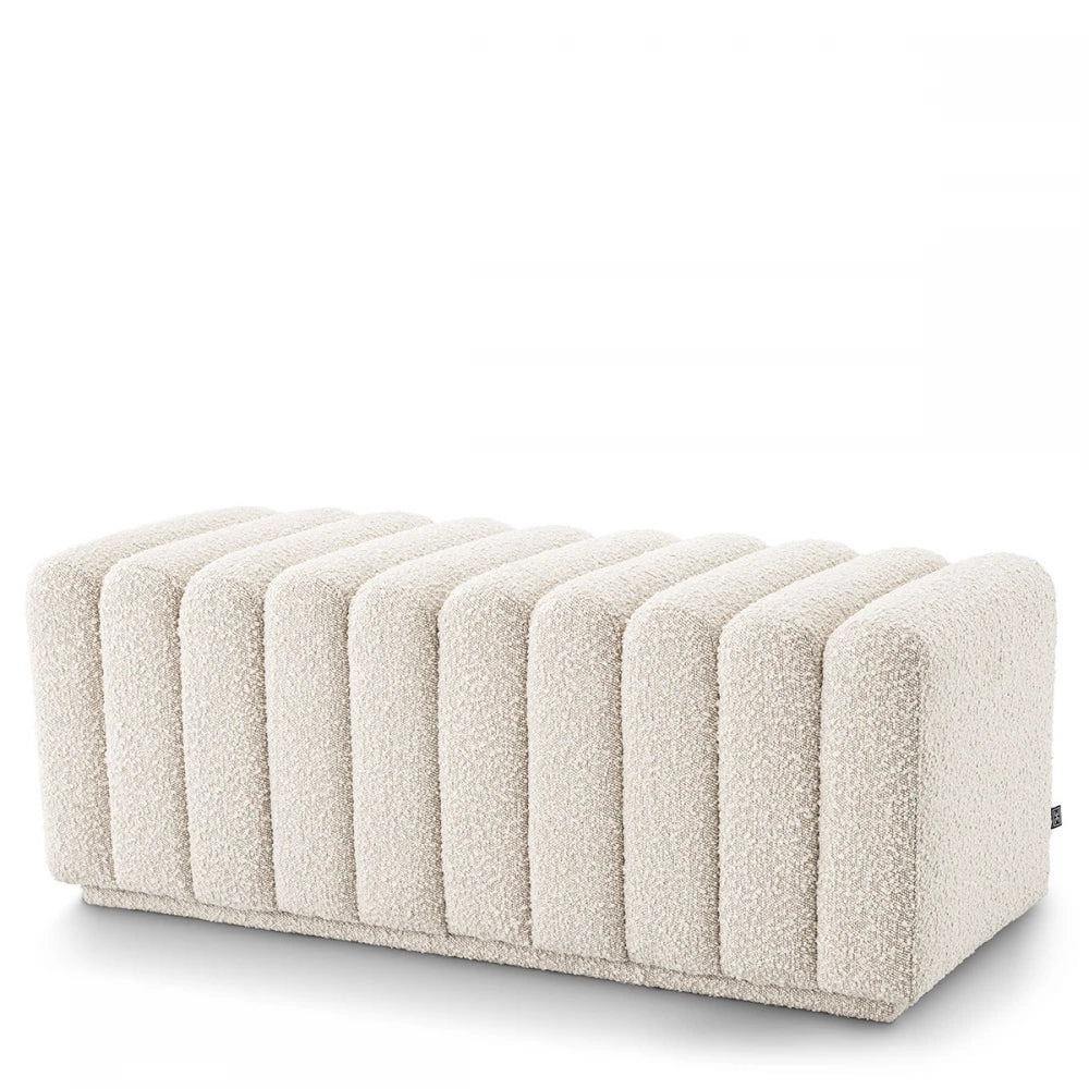 Bancheta tapitat cu Stofa boucle Crem L116xA47xH46cm Bente Eichholtz