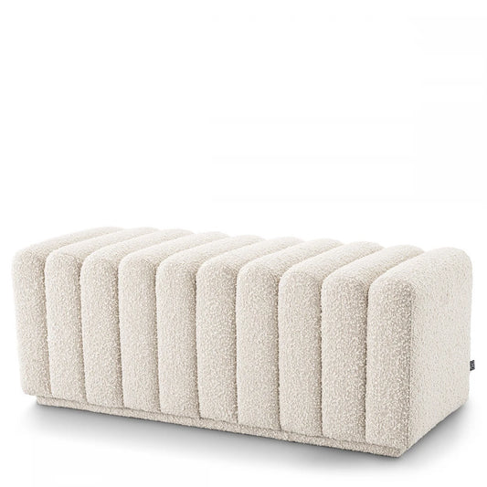 Bancheta tapitat cu Stofa boucle Crem L116xA47xH46cm Bente Eichholtz