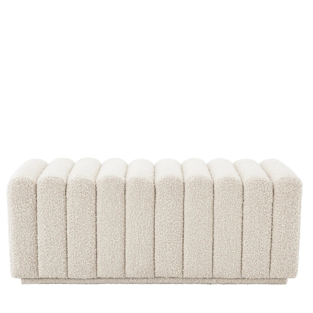 Bancheta tapitat cu Stofa boucle Crem L116xA47xH46cm Bente Eichholtz