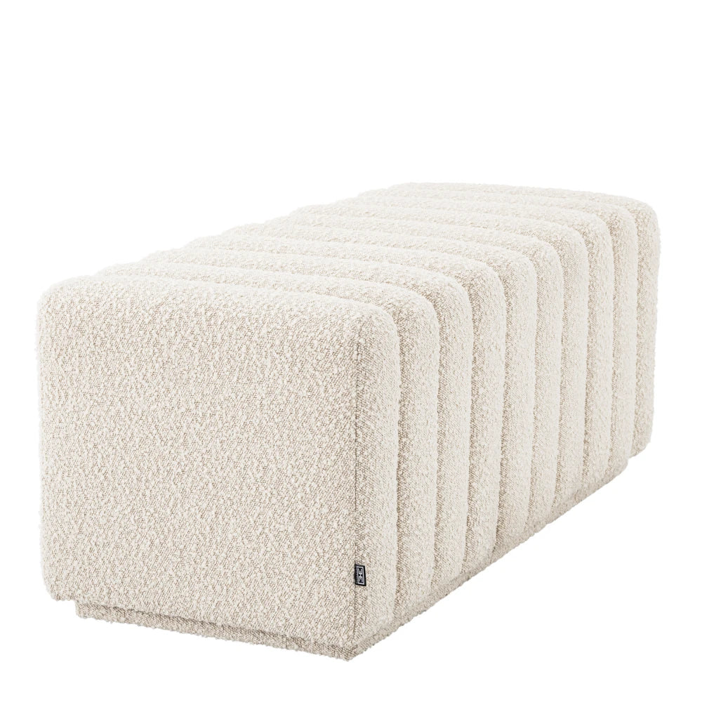Bancheta tapitat cu Stofa boucle Crem L116xA47xH46cm Bente Eichholtz