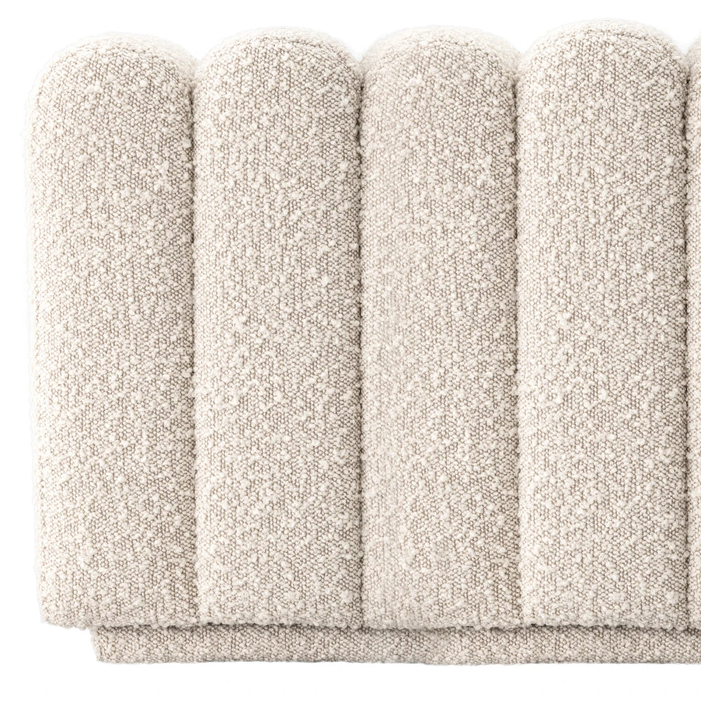 Bancheta tapitat cu Stofa boucle Crem L116xA47xH46cm Bente Eichholtz