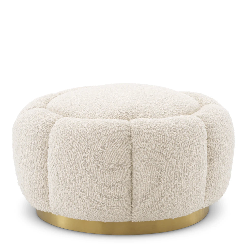 Puf rotativ tapitat cu Stofa boucle Crem D70xH40cm Inger Eichholtz
