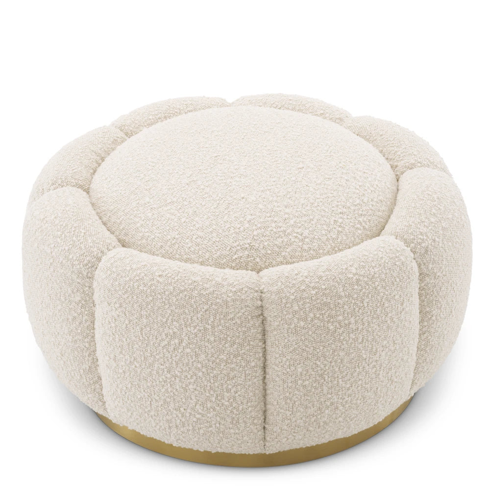 Puf rotativ tapitat cu Stofa boucle Crem D70xH40cm Inger Eichholtz