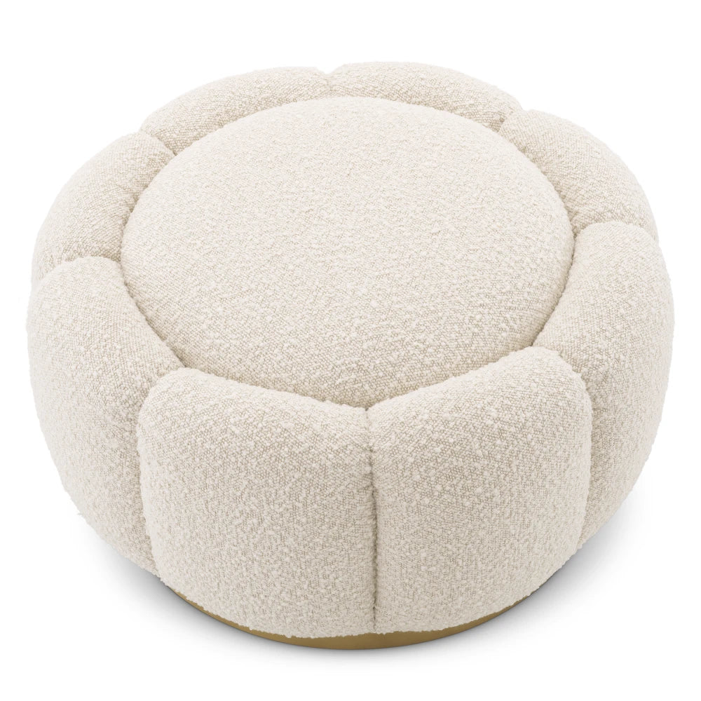 Puf rotativ tapitat cu Stofa boucle Crem D70xH40cm Inger Eichholtz