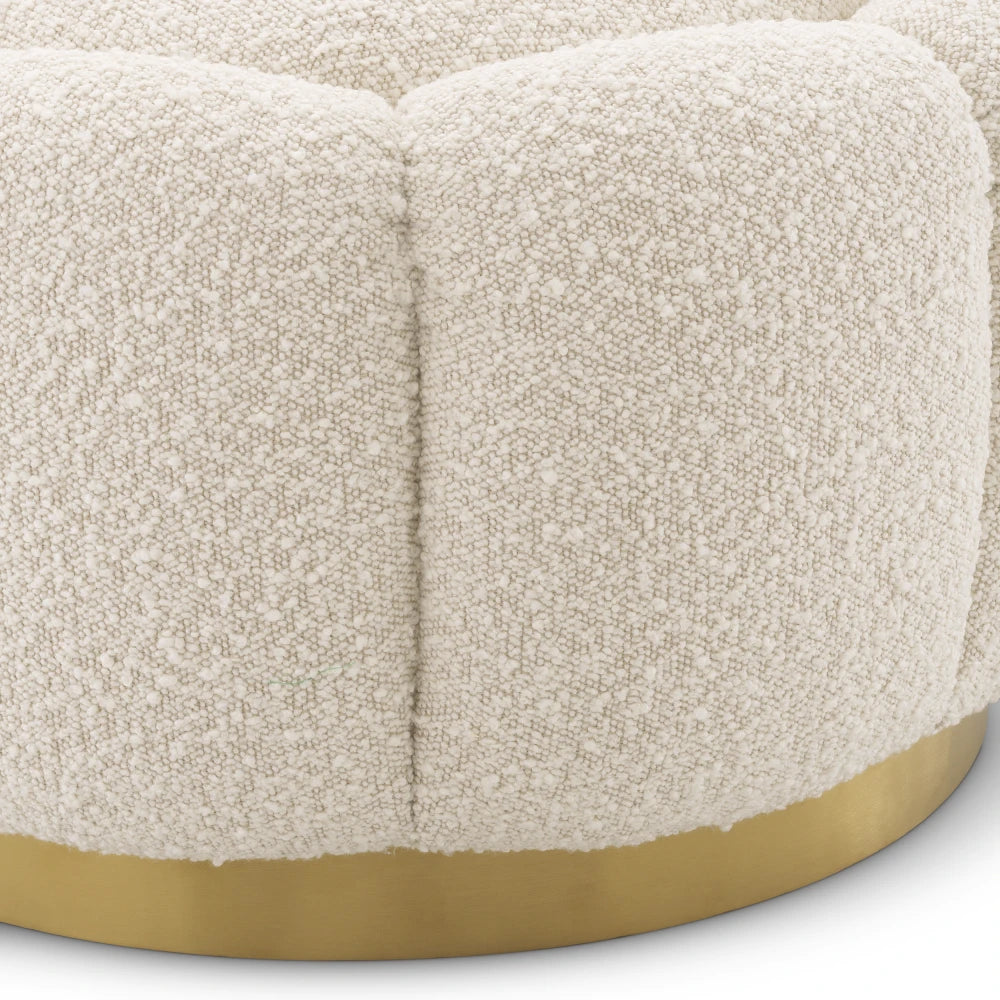 Puf rotativ tapitat cu Stofa boucle Crem D70xH40cm Inger Eichholtz